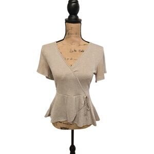 Caution to the wind striped peplum top, size medium